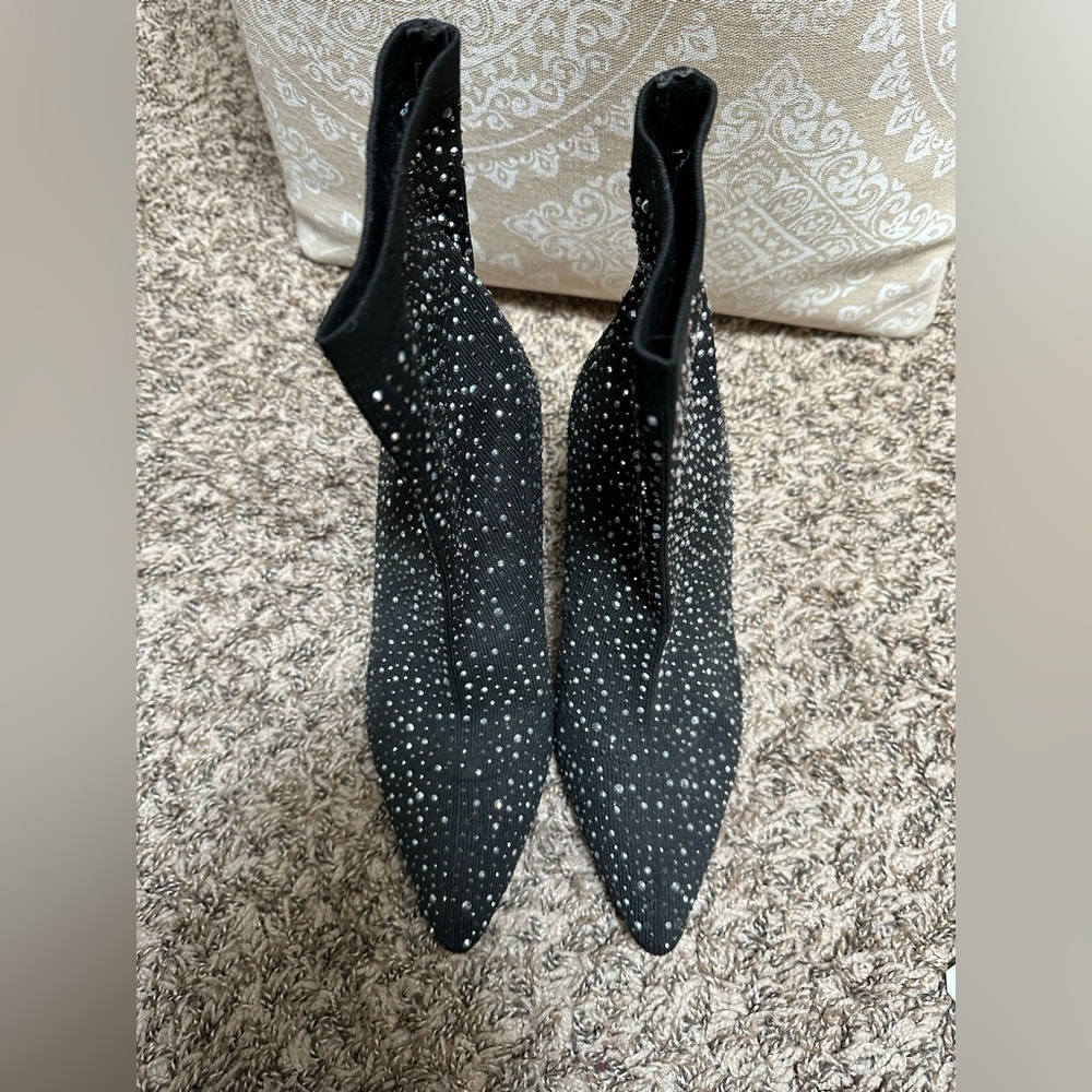 Rhinestone Black Booties - image 2